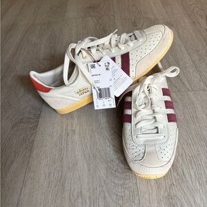 Adidas Japan Cream Sneakers with Burgundy and Gold Accents